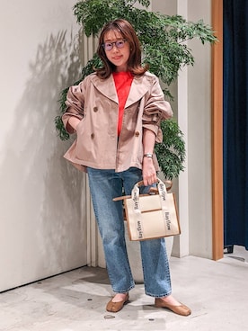 「BAYFLOW」｜「アイテム（トレンチコート）」を使った、kanakoさん（レディース・157cm）の春コーディネート