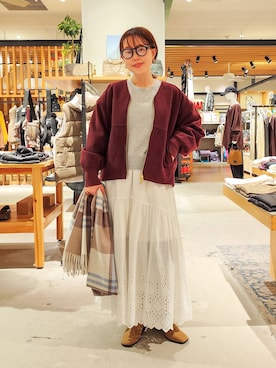 「アイテム（ブルゾン、レッド系）」を使った、kanakoさん（レディース・157cm）の秋コーディネート