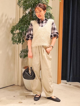 「BAYFLOW（ベイフロー）の[ヒップまでカバーできる]アソートチェックBIGシャツ（シャツ/ブラウス）」を使った、kanakoさん（レディース・157cm）の夏コーディネート