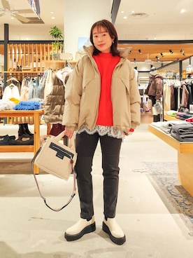 「アイテム（ダウンジャケット/コート）」を使った、kanakoさん（レディース・157cm・30代）の秋コーディネート