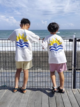 「アイテム（パンツ、イエロー系）」を使った、kanakoさん（レディース・157cm）の夏コーディネート