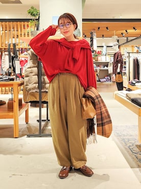 「アイテム（モカシン/デッキシューズ）」を使った、kanakoさん（レディース・157cm・30代）の秋コーディネート