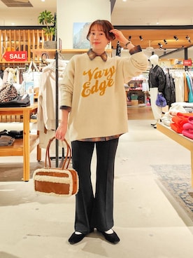 「BAYFLOW（ベイフロー）のアイテム（パンツ）」を使った、kanakoさん（レディース・157cm）の冬コーディネート