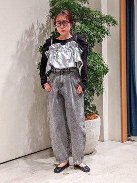 「アイテム（その他トップス、シルバー系）」を使った、kanakoさん（レディース・157cm）の春コーディネート