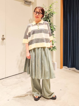 「アイテム（ニット/セーター）」を使った、kanakoさん（レディース・157cm・30代）の夏コーディネート