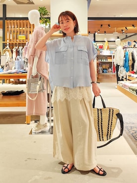 「BAYFLOW（ベイフロー）のアイテム（その他パンツ）」を使った、kanakoさん（レディース・157cm）の春コーディネート