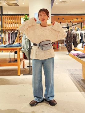 「BAYFLOW（ベイフロー）のスニーカーローファー（スニーカー、ブラウン系）」を使った、kanakoさん（レディース・157cm）の秋コーディネート