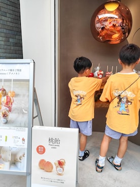 「BAYFLOW（ベイフロー）の[ゆったりサイズ♪]アニマルアソートT(KIDS)（Tシャツ/カットソー）」を使った、kanakoさん（キッズ・126cm）の夏コーディネート