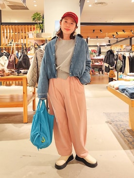 「アイテム（エコバッグ/サブバッグ）」を使った、kanakoさん（レディース・157cm）の冬コーディネート