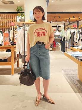 「BAYFLOW（ベイフロー）のフレフィットパンプス（パンプス、その他）」を使った、kanakoさん（レディース・157cm）の夏コーディネート