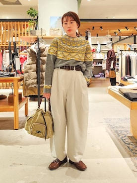 「アイテム（モカシン/デッキシューズ）」を使った、kanakoさん（レディース・157cm・30代）の秋コーディネート