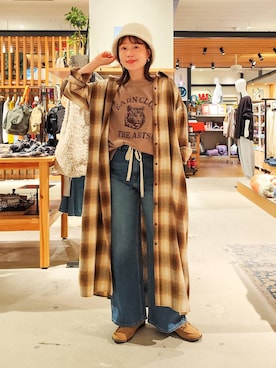「アイテム（シャツワンピース）」を使った、kanakoさん（レディース・157cm）の秋コーディネート