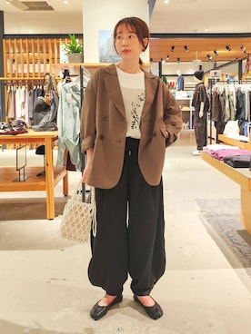 「BAYFLOW（ベイフロー）のビーズミニショルダーバッグ（ショルダーバッグ、その他）」を使った、kanakoさん（レディース・157cm）の秋コーディネート