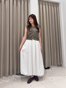 「SENSE OF PLACE by URBAN RESEARCH(センスオブプレイスバイアーバンリサーチ)のバルーンスカート(スカート、ホワイト系)」を使った、riseさん(レディース・160cm)の夏コーディネート