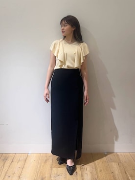 「SENSE OF PLACE by URBAN RESEARCH（センスオブプレイスバイアーバンリサーチ）の『UR TECH DRYLUXE』リネンライクスリットタイトスカート（スカート）」を使った、riseさん（レディース・160cm）の春コーディネート