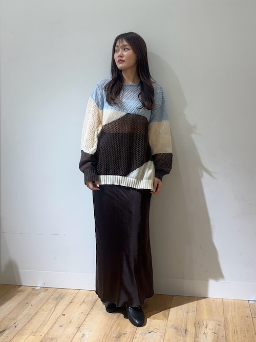 セール】パッチワークメッシュセーター（ニット/セーター