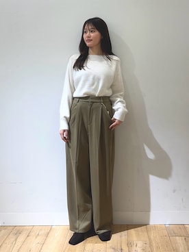 「トレンド秋素材コーデ」｜「アイテム（スラックス）」を使った、riseさん（レディース・160cm）の秋コーディネート