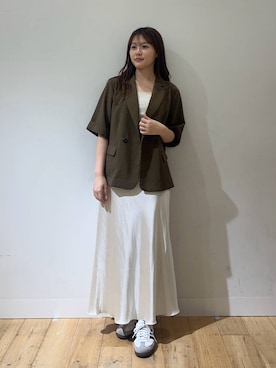 「SENSE OF PLACE by URBAN RESEARCH（センスオブプレイスバイアーバンリサーチ）のアイテム（テーラードジャケット）」を使った、riseさん（レディース・160cm）の夏コーディネート