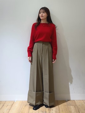 「赤アイテム」｜riseさん（レディース・160cm）の秋コーディネート