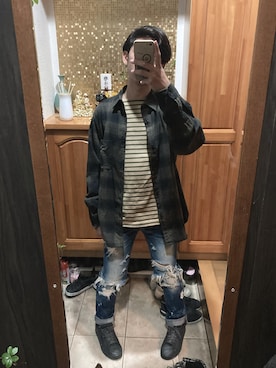 「adidas（アディダス）のアイテム（スニーカー、グレー系）」を使った、青木ゆうきさん（メンズ・164cm）の春コーディネート
