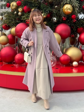 「アイテム（トレンチコート、パープル系）」を使った、undmaimaiさん（レディース・163cm）の冬コーディネート
