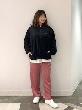 「un dix cors（アンディコール）のSUNRISE MILL(サンライズミル)　フリースジャケット（ブルゾン）」を使った、undmaimaiさん（レディース・163cm）の秋コーディネート