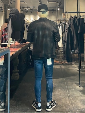 「リラックススタイル」｜「アイテム（ライダースジャケット）」を使った、utaさん（メンズ・168cm）の春コーディネート