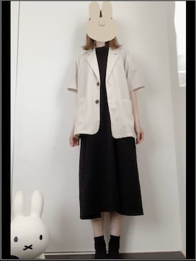 「黒ワンピ」｜「アイテム（ジャケット/アウター）」を使った、aaachan64さん（レディース・163cm）の春コーディネート