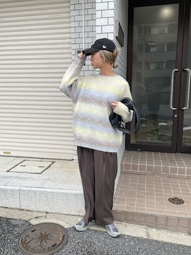 「グラデーションニット」｜「アイテム（その他）」を使った、YUKAさん（レディース・167cm）の秋コーディネート