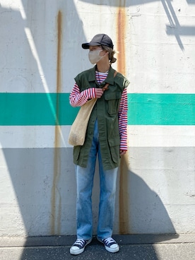 「H&M（エイチ・アンド・エム）のアイテム（キャップ）」を使った、YUKAさん（レディース・167cm）の春コーディネート
