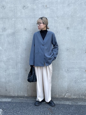 「feepur（フェピュール）のアイテム（ノーカラージャケット）」を使った、YUKAさん（レディース・167cm）の冬コーディネート