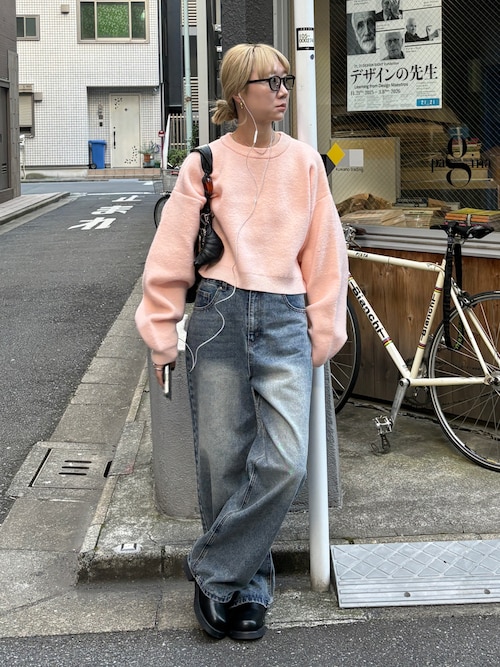 【ハンドウォッシャブル】ダブルフェイスクロップドニット