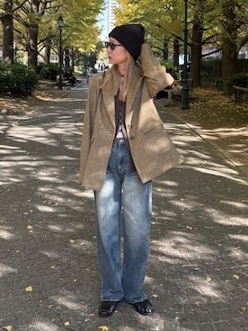 「アイテム（ニットキャップ/ビーニー）」を使った、YUKAさん（レディース・167cm）の秋コーディネート