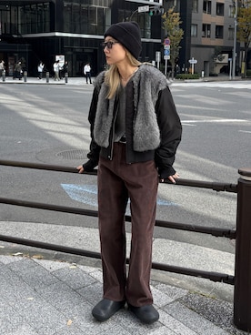 「アイテム（MA-1）」を使った、YUKAさん（レディース・167cm）の冬コーディネート