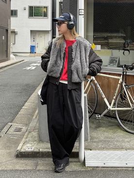 「アイテム（キャップ）」を使った、YUKAさん（レディース・167cm）の秋コーディネート