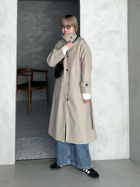 「feepur（フェピュール）のアイテム（ステンカラーコート）」を使った、YUKAさん（レディース・167cm）の秋コーディネート