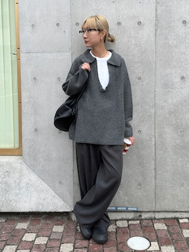 「アイテム（サンダル）」を使った、YUKAさん（レディース・167cm）の冬コーディネート