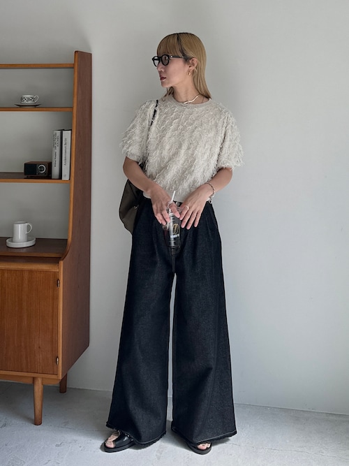 セール】【XSサイズあり】ツータックフリンジバギーデニム