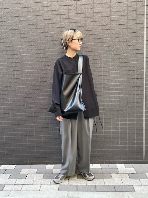 サイドリボンノーカラーシャツ（シャツ/ブラウス）｜feepur