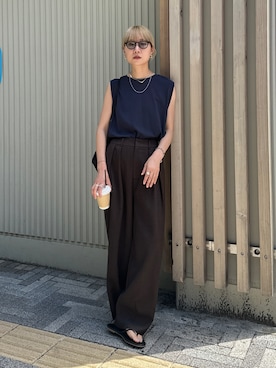「アイテム（タンクトップ）」を使った、YUKAさん（レディース・167cm）の秋コーディネート