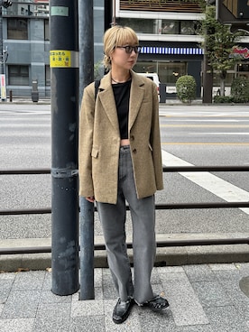 「アイテム（サングラス）」を使った、YUKAさん（レディース・167cm）の秋コーディネート