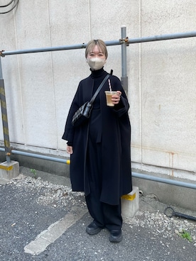 「Doux archives（ドゥアルシーヴ）のアイテム（ノーカラーコート）」を使った、YUKAさん（レディース・167cm）の秋コーディネート