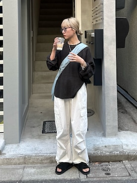 「feepur（フェピュール）のアイテム（カーゴパンツ）」を使った、YUKAさん（レディース・167cm）の夏コーディネート