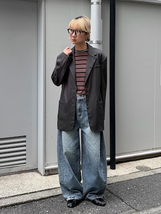 「feepur(フェピュール)の【4size展開】バレルレッグデニムパンツ(デニムパンツ)」を使った、YUKAさん(レディース・167cm)の秋コーディネート