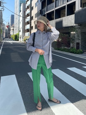 「ごきげんウィーク」｜「アイテム（スラックス）」を使った、YUKAさん（レディース・167cm）の春コーディネート