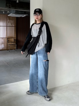 「アイテム（サングラス）」を使った、YUKAさん（レディース・167cm）の夏コーディネート