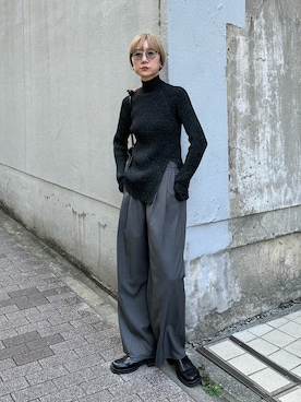 「ラメニット」｜「アイテム（スリッポン）」を使った、YUKAさん（レディース・167cm）の秋コーディネート