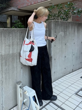 「H&M（エイチ・アンド・エム）のアイテム（タンクトップ）」を使った、YUKAさん（レディース・167cm）の夏コーディネート