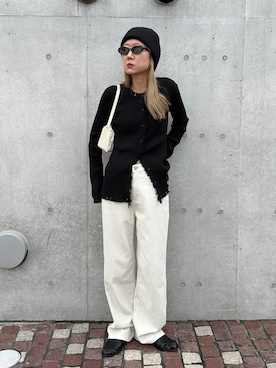 「アイテム（帽子）」を使った、YUKAさん（レディース・167cm）の冬コーディネート