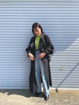 「moussy」｜「アイテム（トレンチコート）」を使った、keiさん（レディース・165cm）の春コーディネート